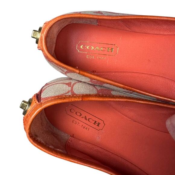 Coach Vintage Y2K Leather Signature C Orange & Cream Ballet Flats Women's 8.5 - Picture 5 of 10